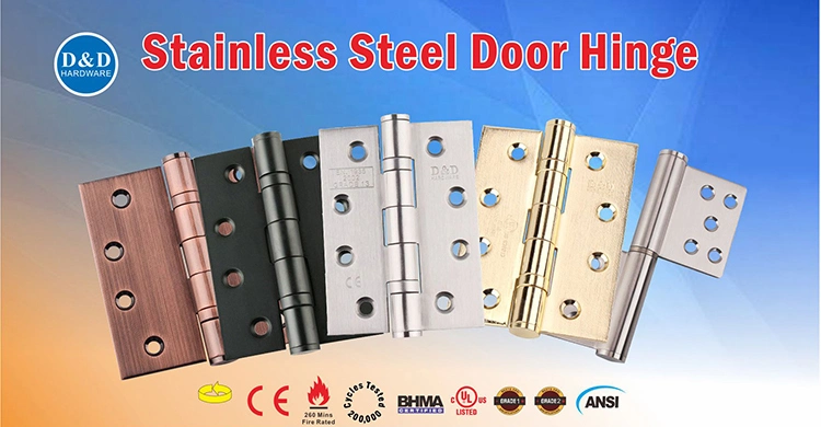 Stainless Steel 304 UL ANSI Black Butt Furniture Hardware Hinge Heavy Duty Types Silver Security Pivot Ball Bearing Commercial Metal Door Hinge