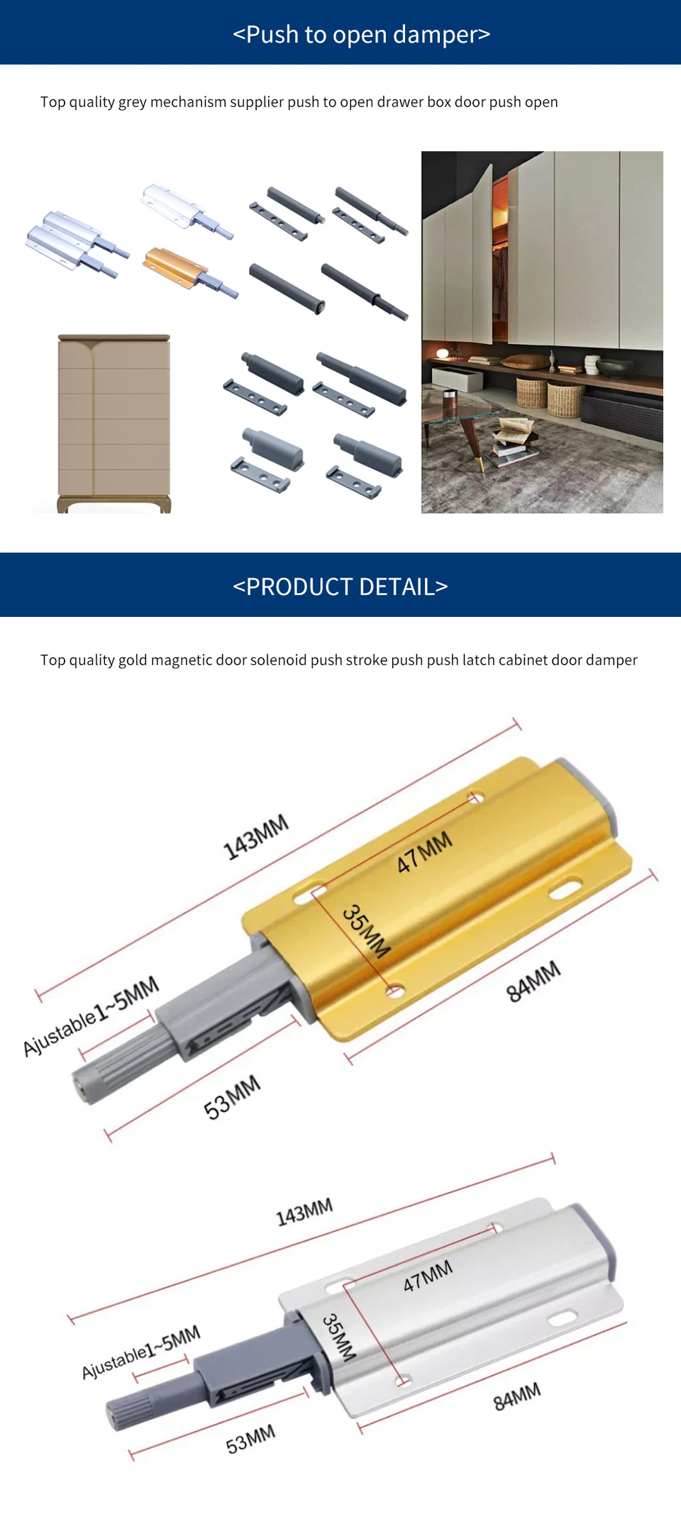 Push to Open Door Damper Furniture Plastic Buffer Cabinet Door Soft Close Damper